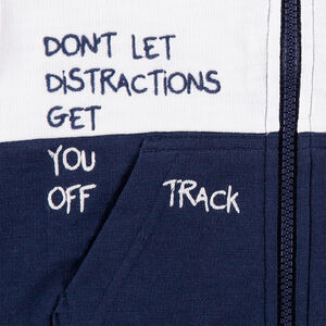 Chaqueta de felpa tricolor con mensaje estampado 