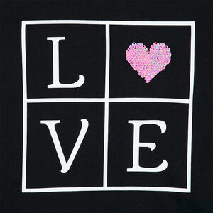 Júnior - Camiseta de manga larga con mensaje y corazón de lentejuelas mágicas 