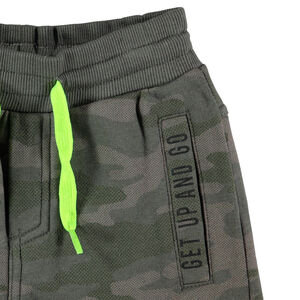 Pantalon de jogging imprimé camouflage et cordons fluos  