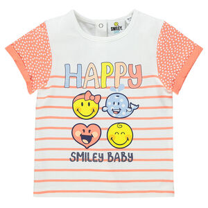 Tee-shirt manches courtes imprimé et printé Smiley  