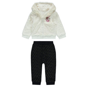 Chándal con chaqueta de borreguito y pantalón con parche de unicornio 