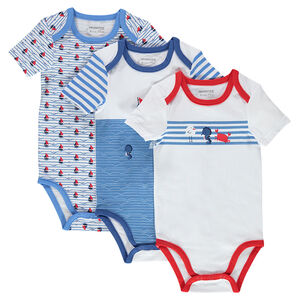 Pack de 3 bodies de manga corta de punto estampados 