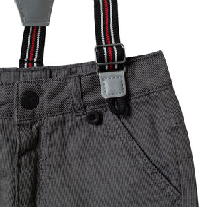 Pantalón de finas rayas forrado polar con tirantes amovibles  