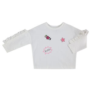 Sudadera de felpa con chorreras en las mangas 