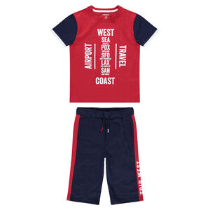 Júnior - Conjunto de punto con camiseta estampada y bermudas de felpa 