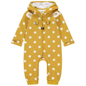 Combinaison longue à pois et détails brodés 