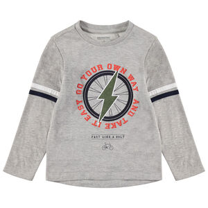 Camiseta jaspeada de manga larga con estampado de rayo 