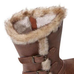 Botas de cuero de imitación con hebilla de fantasía y pelo falso 