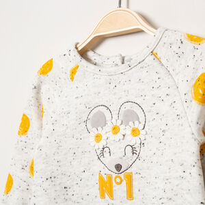 Ropa de niña de manga larga con estampado de ratón y lunares 