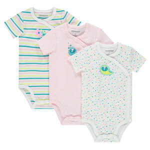 Body de manga corta de algodón con dibujos y estampados que contrastan 