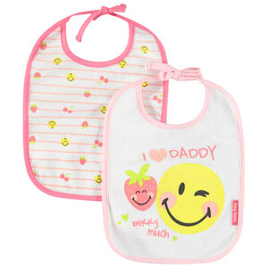 Lot de 2 bavoirs de risos con estampado Smiley y rayas 