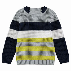 Jersey de punto grueso con franjas en contraste 