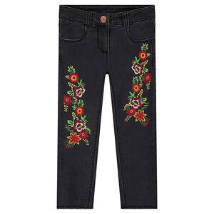 Vaqueros efecto gastado con bordados florales  Main Vaqueros efecto gastado con bordados florales