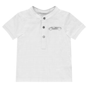 Polo de manga corta con efecto de rayas y coche estampado 