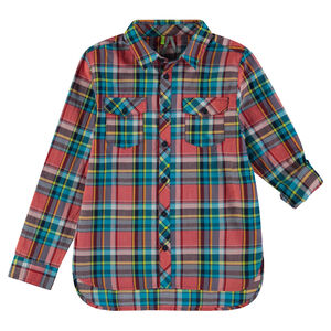 Júnior - Camisa de manga larga a cuadros con bolsillos 