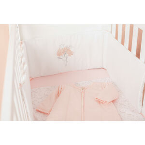 Tour de lit en popeline de coton à nouettes contrastées 