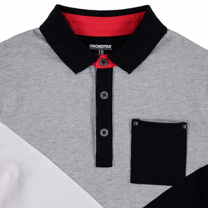 Júnior - Polo de manga larga de efecto 2 en 1 tricolor con bolsillo  