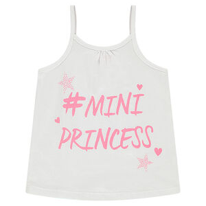 Camiseta de punto con mensaje estampado por delante 