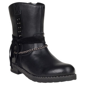 Botines de cuero con correas con remaches de piel serraje 