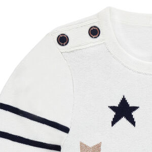 Jersey de punto de estilo marinero con estrellas de jácquard y lentejuelas 