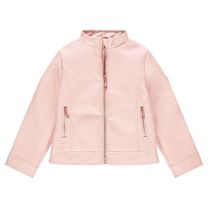 Chaqueta de piel sintética estilo motero con forro de satén estampado  Main Chaqueta de piel sintética estilo motero con forro de satén estampado