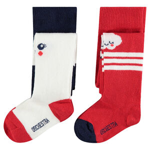 Juego de 2 leotardos con motivos de jacquard estilo manga 