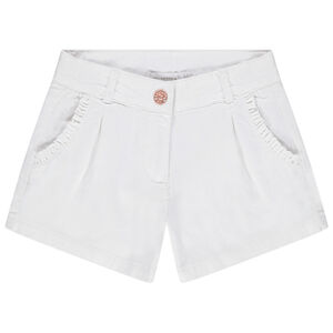 Short en satin de coton uni à poches volantées   Main Short en satin de coton uni à poches volantées