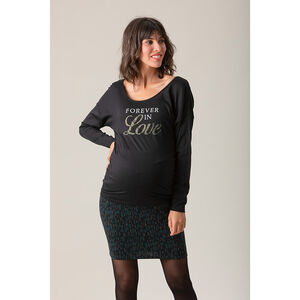 Camiseta de embarazo de manga larga con mensaje estampado 