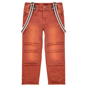 Pantalón teñido con tirantes desmontables 