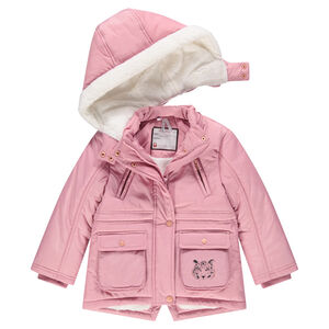 Parka con forro de borreguillo y bolsillos con capucha desmontable  