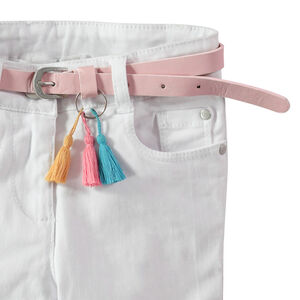 Pantalón corto liso con cinturón desmontable y bordados de colores  Main Pantalón corto liso con cinturón desmontable y bordados de colores