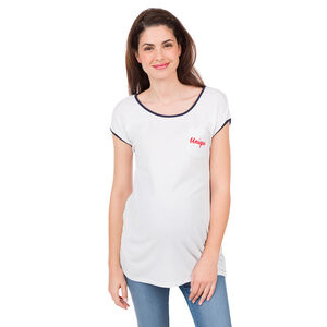 Camiseta de manga larga con bolsillo e inscripción bordada 