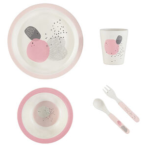 Conjunto para comer Sweetgraphic de bamboo 5 piezas - Rosa 