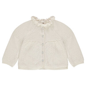 Chaqueta de punto mezclado con hilo brillante y cuello de fantasía 
