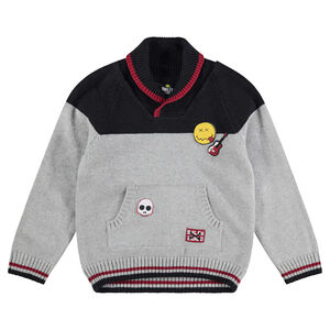 Jersey de punto con parche y dibujo de jacquard ©Smiley 