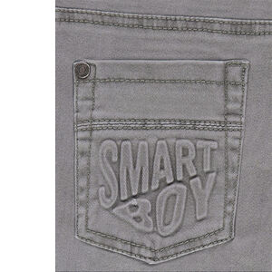 Pantalón con efecto arrugado y bolsillos con inscripción de relieve 