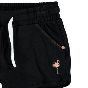 Pantalón corto de punto con flamenco rosa estampado  Main Pantalón corto de punto con flamenco rosa estampado