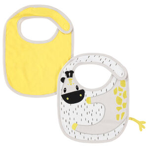 Lote de 2 baberos cortos con estampado / liso 