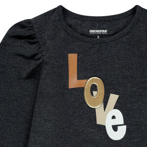 Camiseta de manga larga on mensajes estampados y toques dorados 