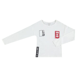 Camiseta de manga larga a rayas en jacquard con estampado brillante 