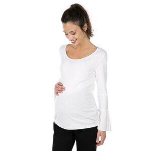 Camiseta de premamá de punto acanalado con mangas acampanadas 