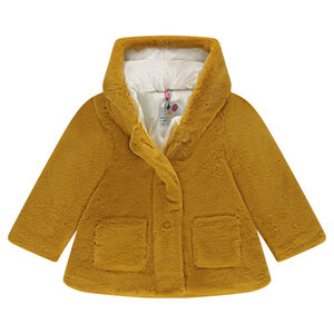 Parka con capucha de pelo falso y forro de borreguillo 