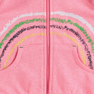 Chaqueta de felpa con capucha y arcoíris estampado  Main Chaqueta de felpa con capucha y arcoíris estampado