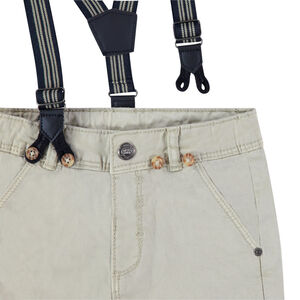 Pantalón de tela teñida con tirantes elásticos desmontables 