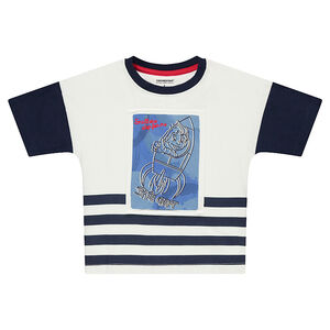 Camiseta de manga corta de punto con cohete estampado 