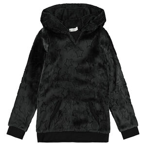 Sudadera con capucha de borreguillo y dibujo de relieve 