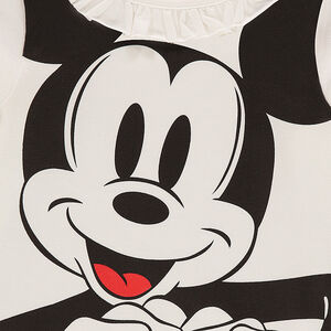 Camiseta de manga larga de punto slub con estampado de ©Disney Mickey y volantes en el cuello 