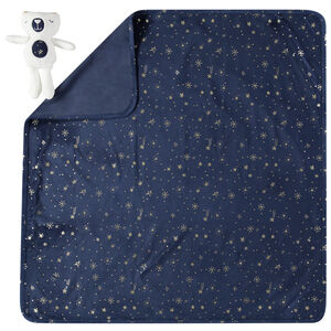 Manta estampado all-over y oso de peluche 