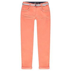 Júnior - Pantalón slim con efecto arrugado y piedrecitas de fantasía y cinturón  Main Júnior - Pantalón slim con efecto arrugado y piedrecitas de fantasía y cinturón
