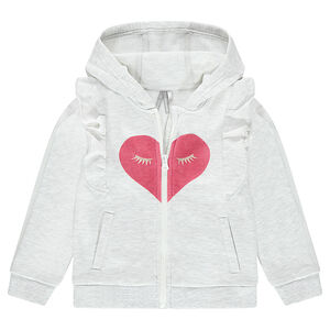 Chaqueta de felpa con capucha y volantes y dibujo de fantasía  Main Chaqueta de felpa con capucha y volantes y dibujo de fantasía